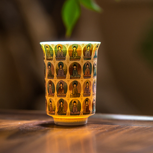 敦煌覆古千佛茶杯主人杯盖碗家用高档大号品茗杯闻香杯单杯泡茶碗