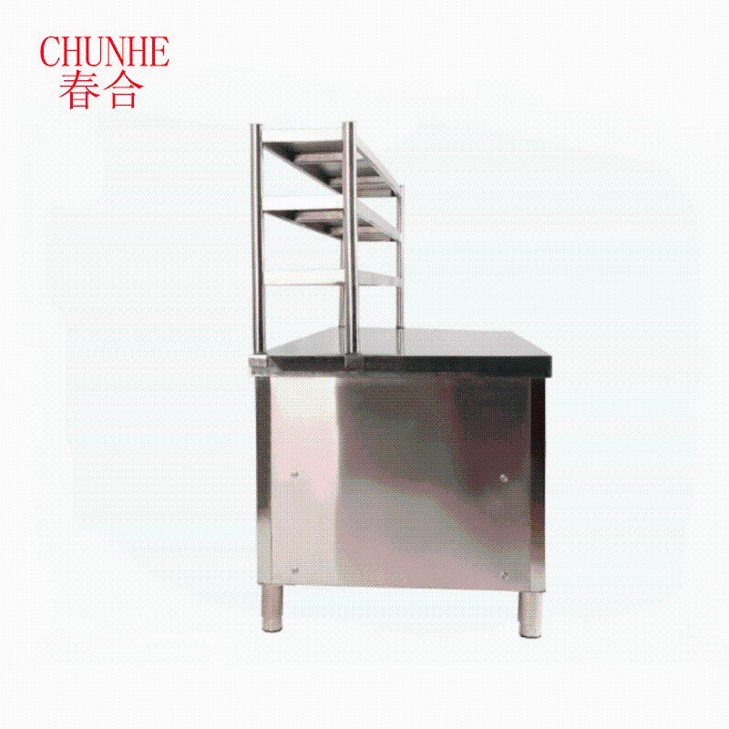 不锈钢操作c台推拉门工作台白钢打荷台厨房和面案板储物柜奶茶设