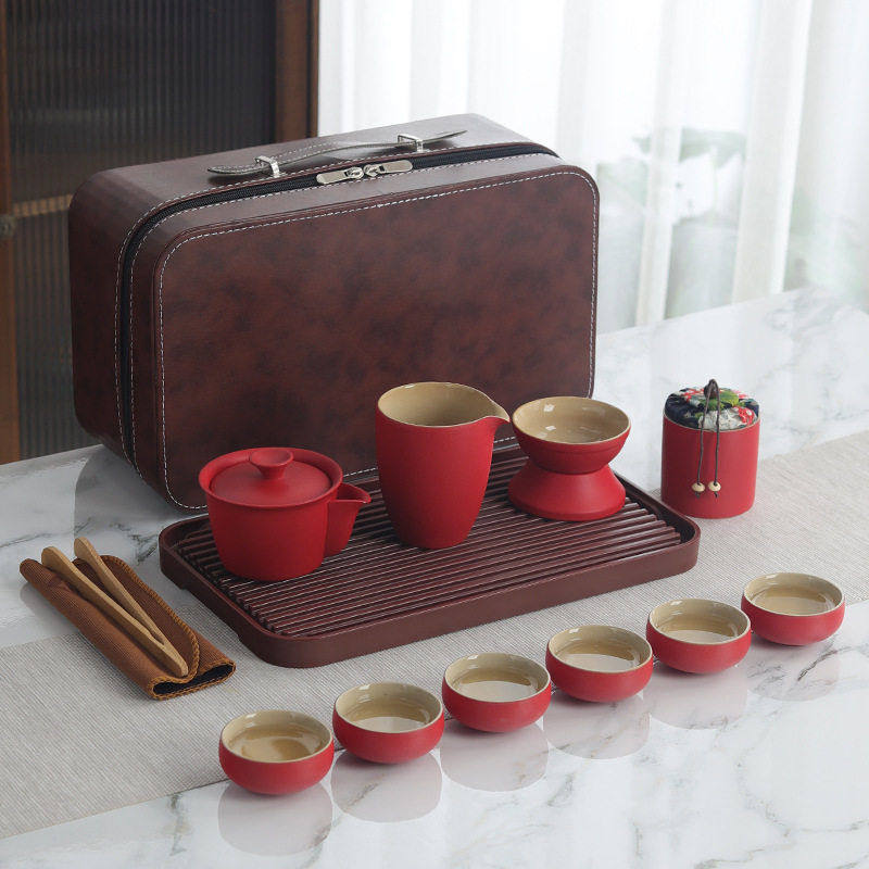 粗陶瓷旅行茶具套装带茶盘快客杯六杯手提箱包户外商务送礼轻奢,餐饮具,旅行茶具,淘宝优惠券,粉丝福利购,淘宝优惠卷