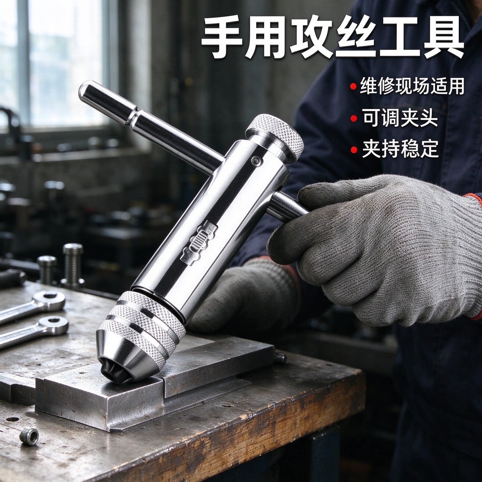 螺纹丝锥丝牙攻丝工具维修师傅手动工具多规格套装手用款攻丝作业