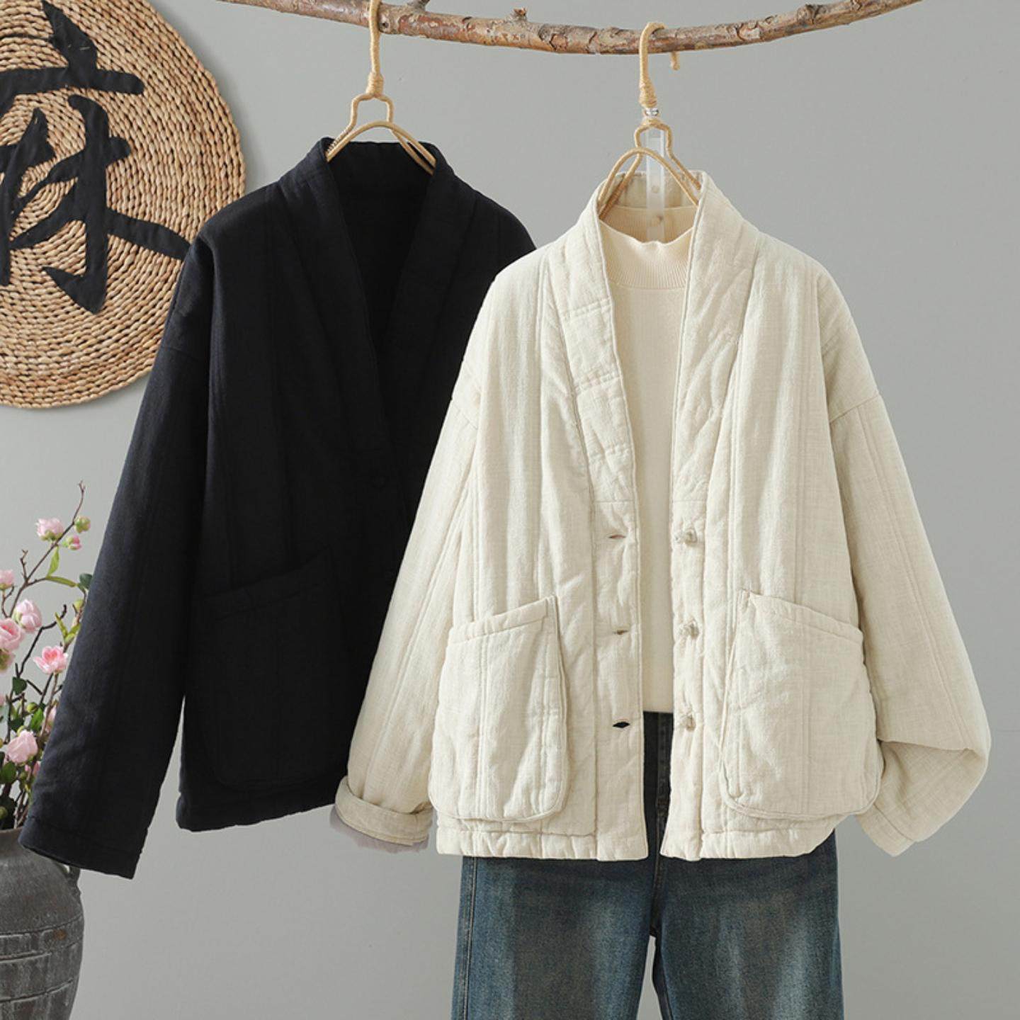 2025冬季新款复古民族风改良文艺休闲禅意中式国风夹棉棉外套上衣,女装/女士精品,常规大码外套,淘宝优惠券,粉丝福利购,淘宝优惠卷