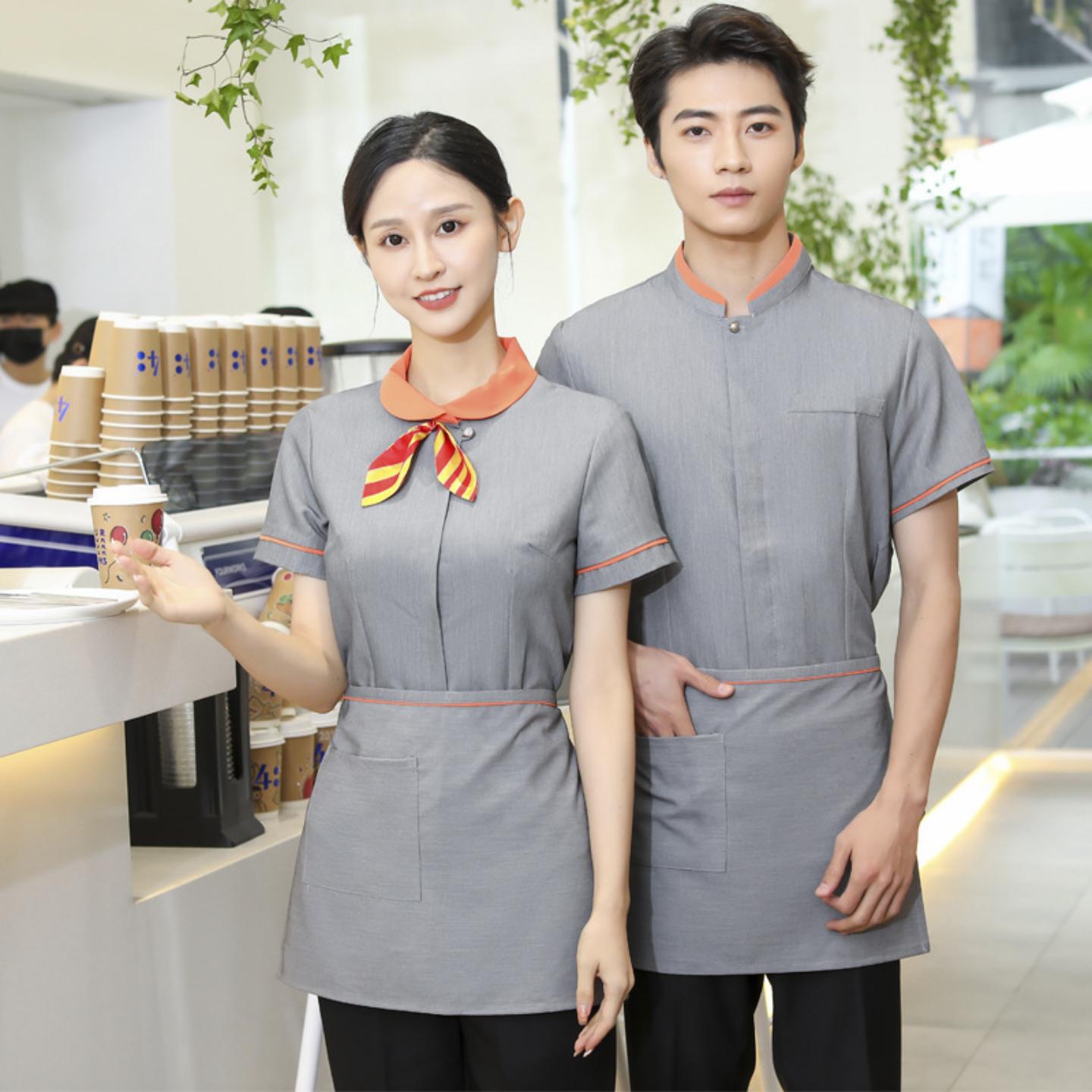 酒店工作服夏装女火锅饭店新中式