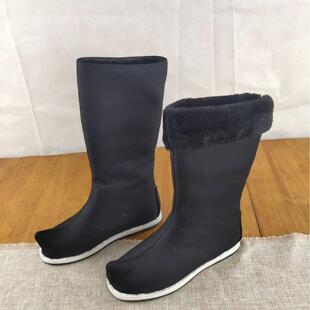 冬天加棉古装古代风翘头汉服戏曲男女内增高棉鞋道具摄影皂靴