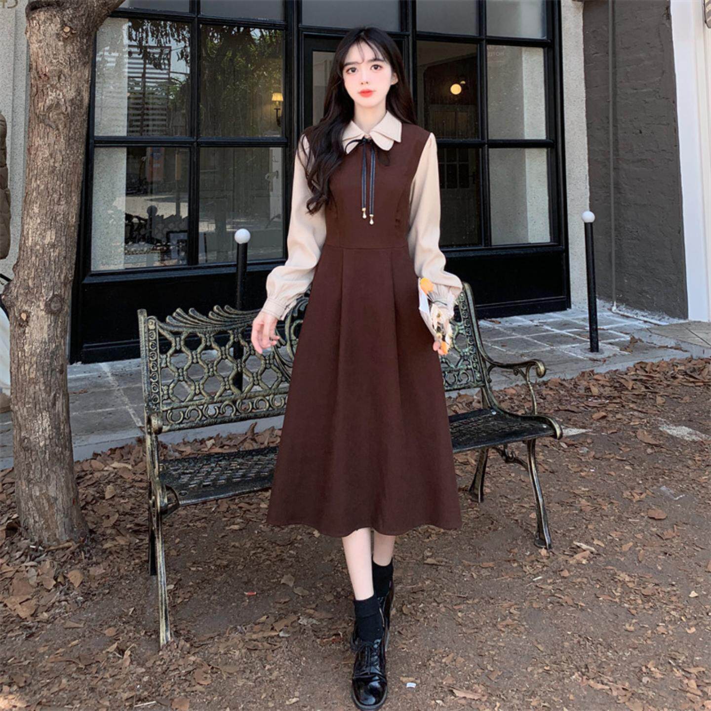 2025新款连衣裙学院风长袖复古森系裙子气质显瘦法式长裙女装秋冬