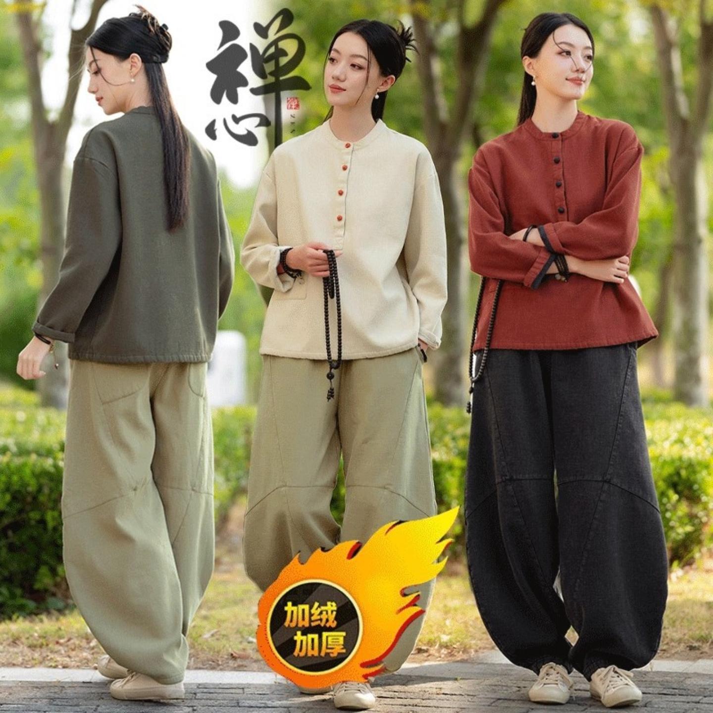 禅服女2025新款秋冬加绒居士服