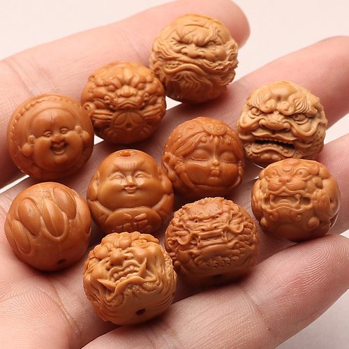 配件单颗猴头核桃雕刻龙虎恶僧扎基拉姆金蟾龙珠顶珠文玩佛珠配饰