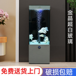 新款金鱼缸客厅电视柜旁落地静音超白玻璃立式方形生态底滤水族箱