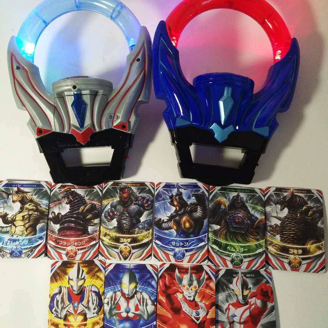 欧布光明黑暗圆环发声光卡片宇宙超人艾克召唤器儿童变形玩