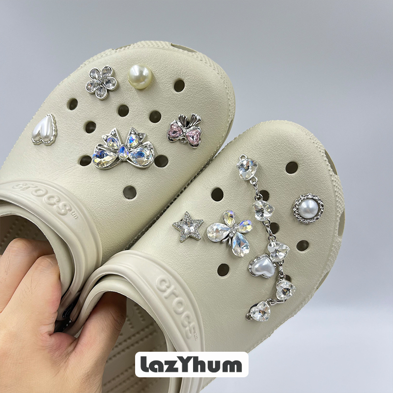 lazyhum闪闪发光洞洞鞋鞋花配饰高级感适配crocs配件可拆卸装饰扣