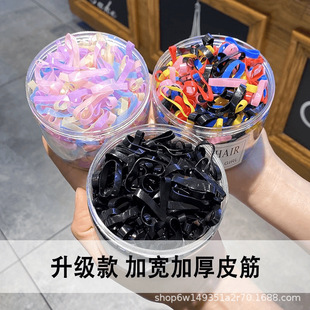 简约黑色一次性皮筋头绳女高弹力加厚儿童扎头发发绳发圈胶圈发饰