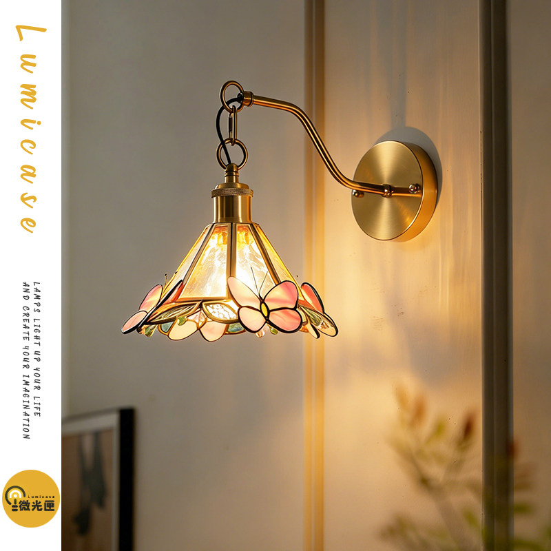 法式中古vintage卧室床头彩色蝴蝶壁灯复古高级感氛围过道走廊灯,家装灯饰光源,壁灯,淘宝优惠券,粉丝福利购,淘宝优惠卷