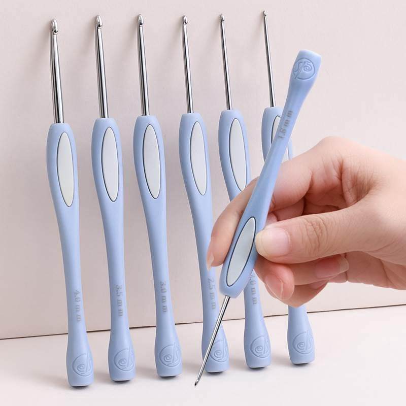 沪牌灰色钩针圆尾防滑塑柄钩针不锈钢手工打磨毛线编织工具,居家布艺,针,淘宝优惠券,粉丝福利购,淘宝优惠卷