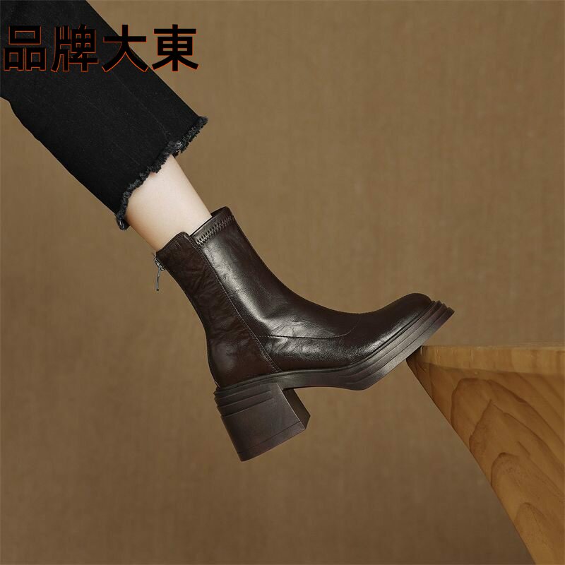超软羊皮小短靴女2026秋冬加绒
