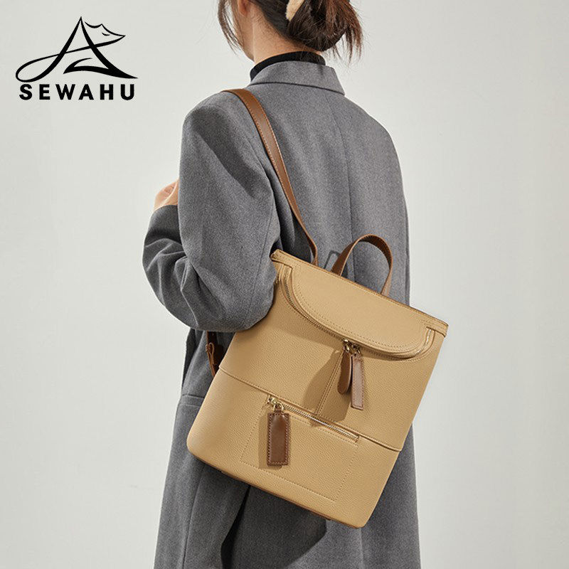 原创设计感小众女士双肩包真皮休闲通勤2025新款时尚女背包高级感