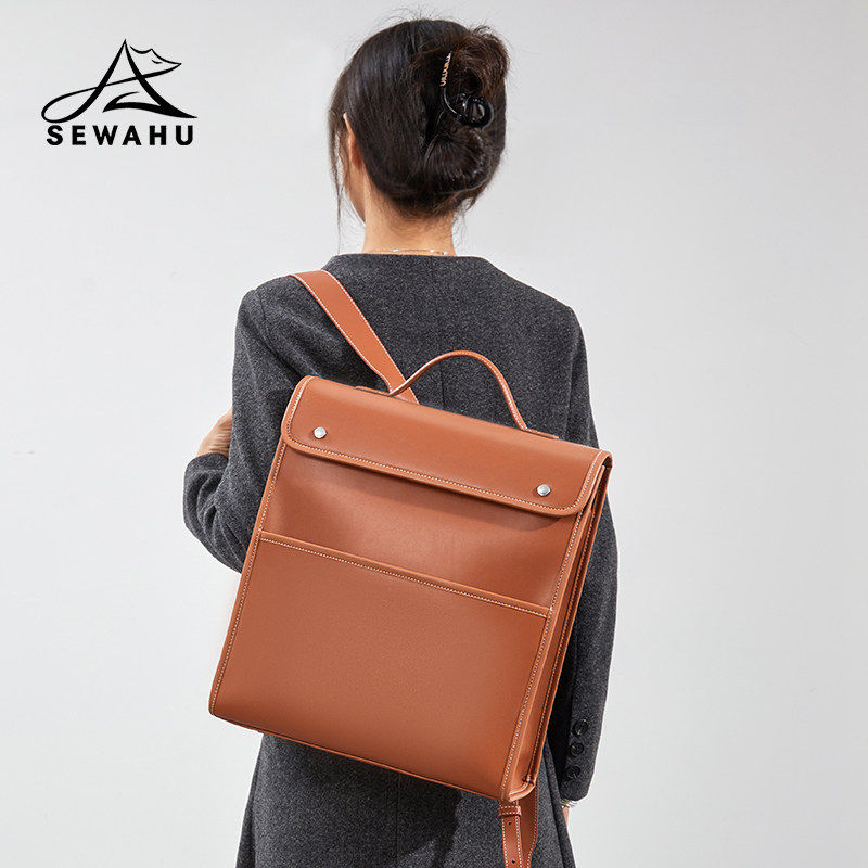 高级感皮质上班通勤女双肩包小众新款时尚百搭背包不撞款电脑女包