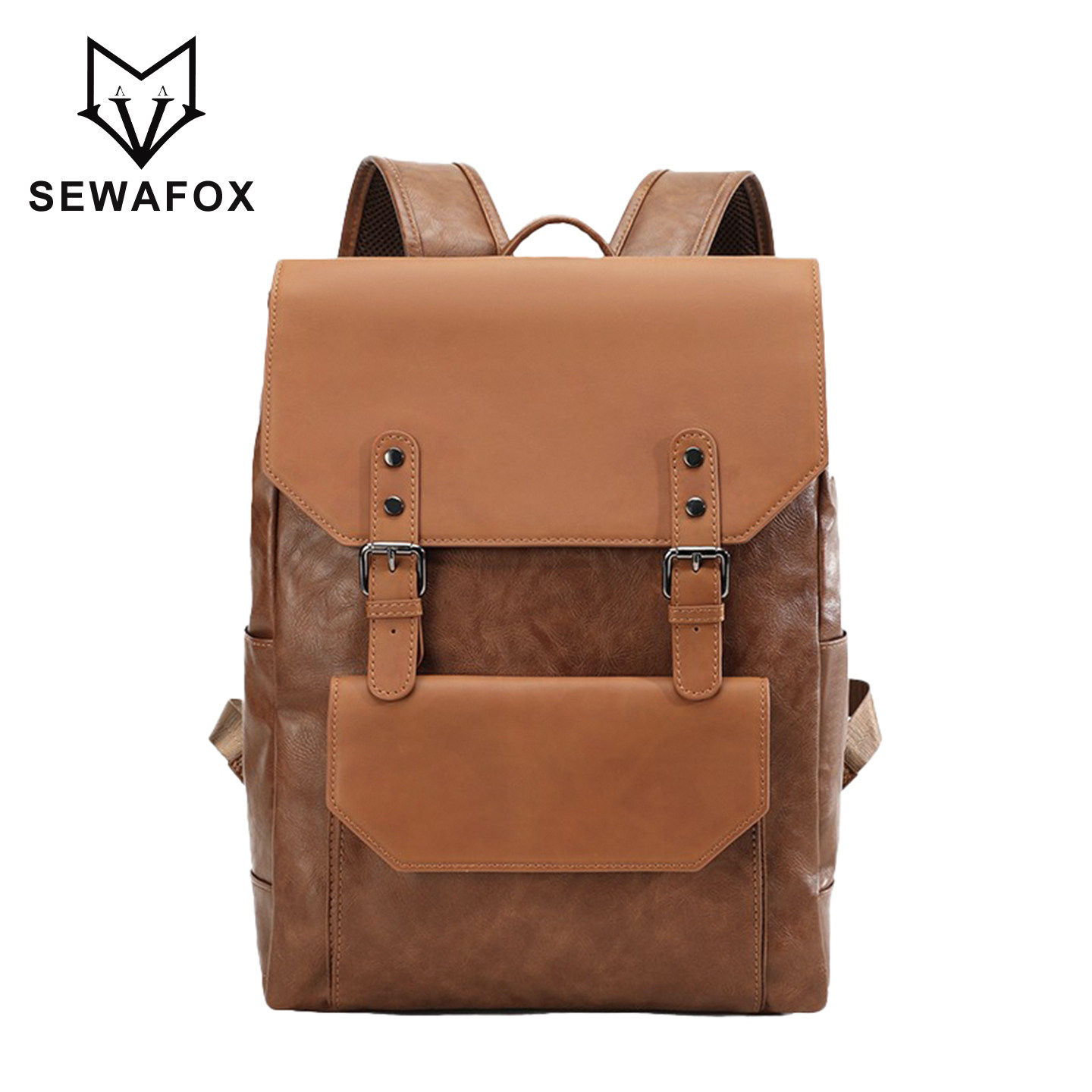 男士双肩包英伦风商务出差通勤电脑背包复古大学生书包皮革男包潮