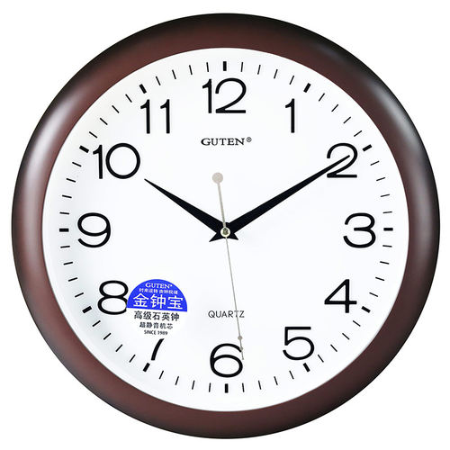 金钟宝挂钟静音新中式高清镜面客厅会议室扫秒挂表简约仿木石英钟