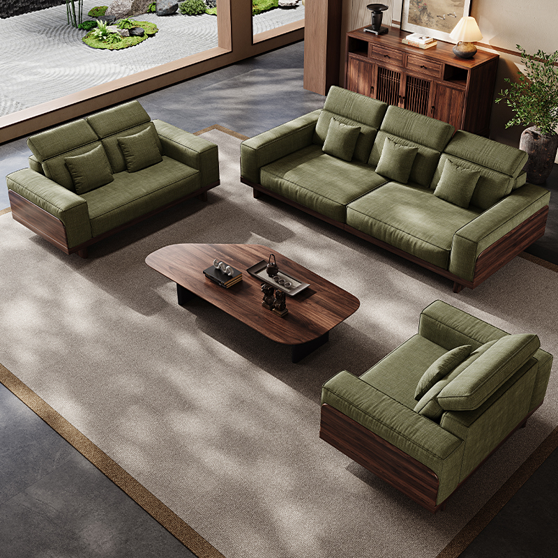 北美黑胡桃全实木软包沙发组合客厅2025新款宋氏美学别墅禅意家具