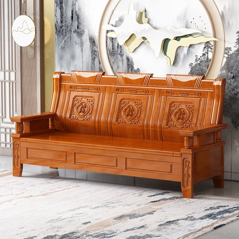 中式红椿木实木沙发客厅2025新款古典雕花冬夏两用小户型农村沙发