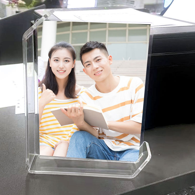 2025新款亚克力U型实木胡桃定制67寸照片展示架跨境相框摆台