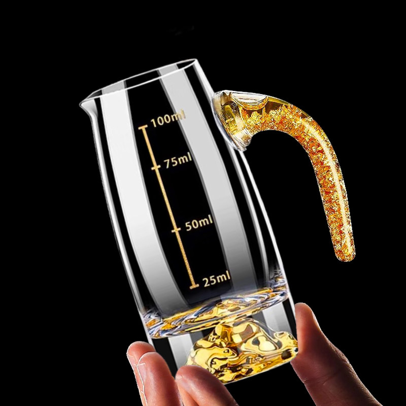 金山金箔白酒杯分酒器家用水晶玻璃分酒盅红酒分酒器酒店饭店专用