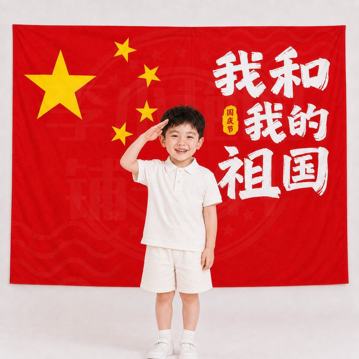 国庆五星红旗幼儿园拍照背景布