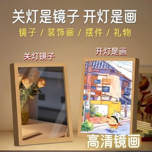 蜡笔小新周边灯光画相框摆件发光画装饰画动漫创意小夜灯生日礼物