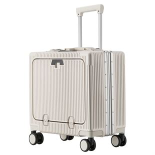 上开式正方形不用托运18寸横款前口可登机拉杆行李箱铝框20x40x55