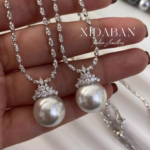 西大班澳白珍珠冰雪女王项链纯银