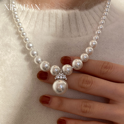 冰雪女王珍珠吊坠S925纯银碎银子