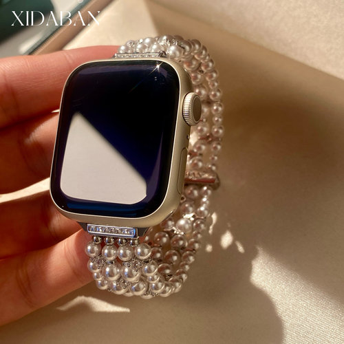 西大班iwatch苹果S10珍珠手表链