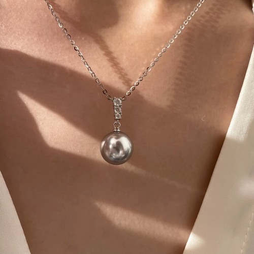 西大班澳白单珠戴妃吊坠银项链女