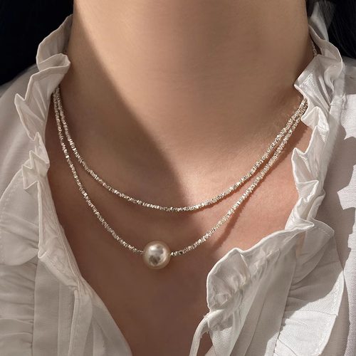 西大班爆闪碎银子施家珍珠项链女