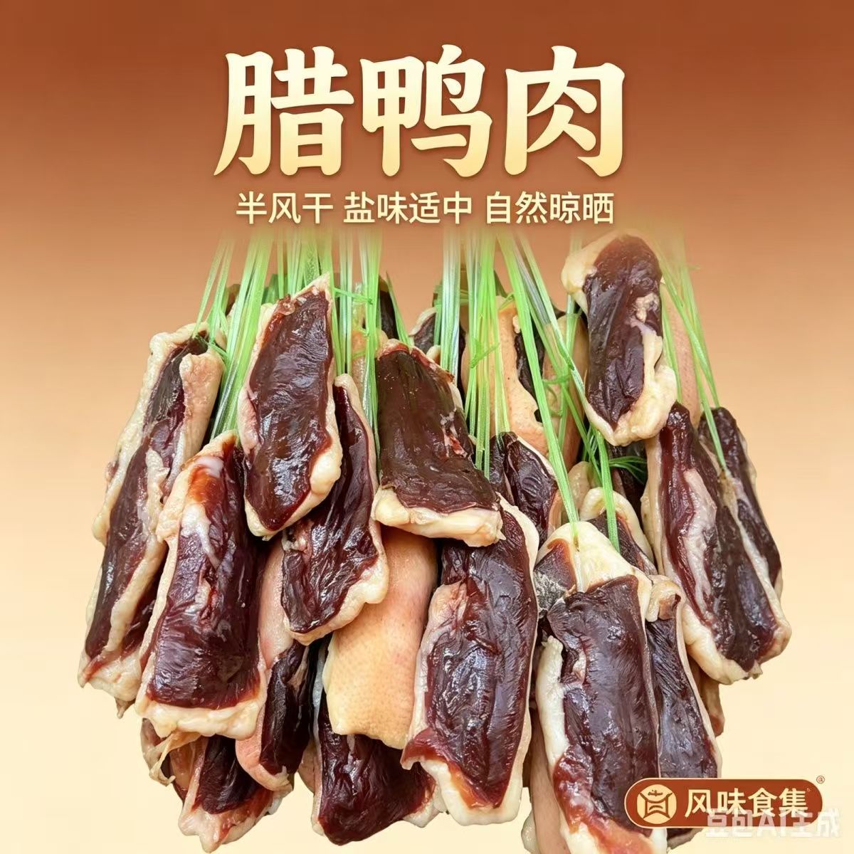 云南巍山特产鸭干巴鸭胸脯肉无骨新鲜半风干咸香腊味散养袋装