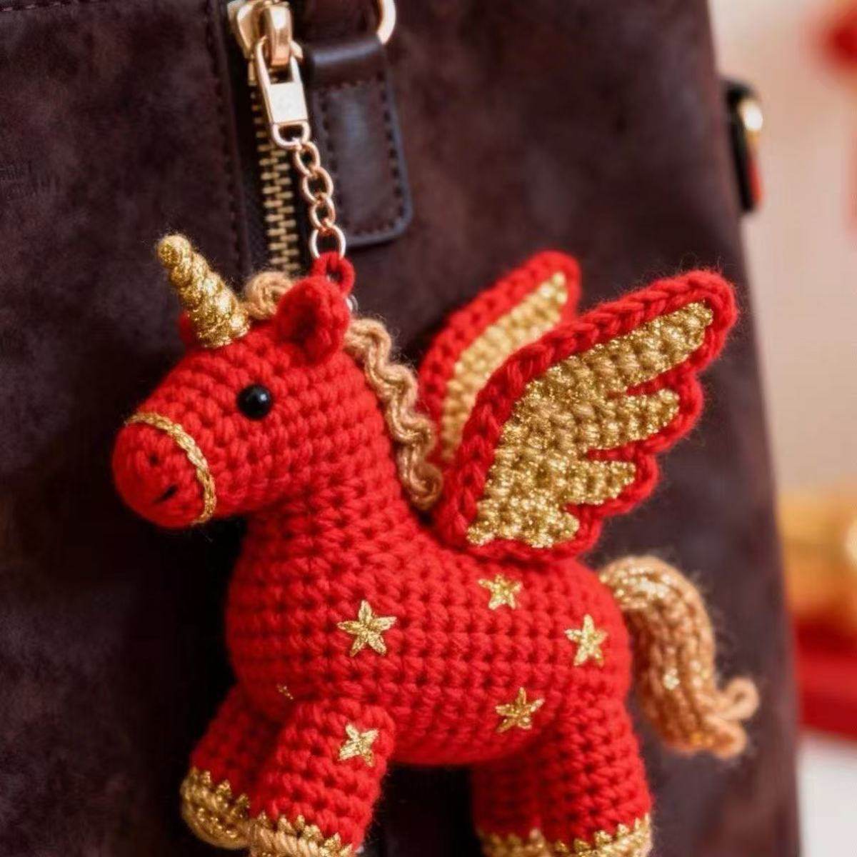 天使小马年挂件马鞍钩织钩针编织材料包手工diy新年礼物,服饰配件/皮带/帽子/围巾,DIY编织材料包,淘宝优惠券,粉丝福利购,淘宝优惠卷