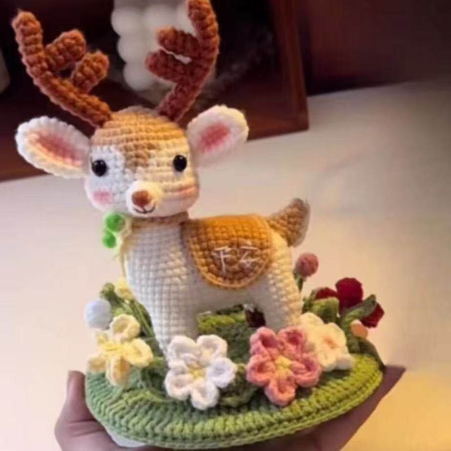 可爱一鹿平安摆件毛线编织钩织手工diy材料小鹿车载摆件送闺蜜礼,服饰配件/皮带/帽子/围巾,DIY编织材料包,淘宝优惠券,粉丝福利购,淘宝优惠卷