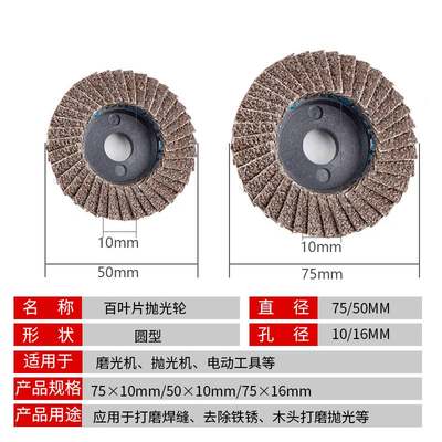 2寸百叶片3寸小型气动打磨机角磨机百页轮抛光片50mm平面砂布轮