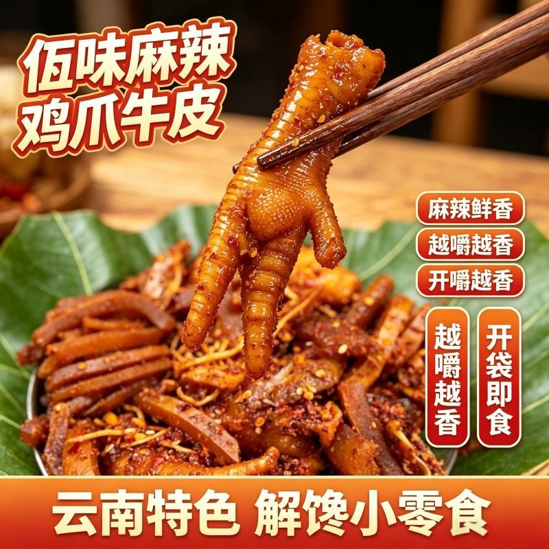 滇百汇云南佤味大杂烩香辣鸡脚牛皮菜根三角骨追剧解馋网红零食