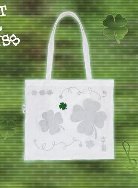 HIT OR MISS幸福四叶草托特包烫银刺绣大容量通勤原创设计单肩包