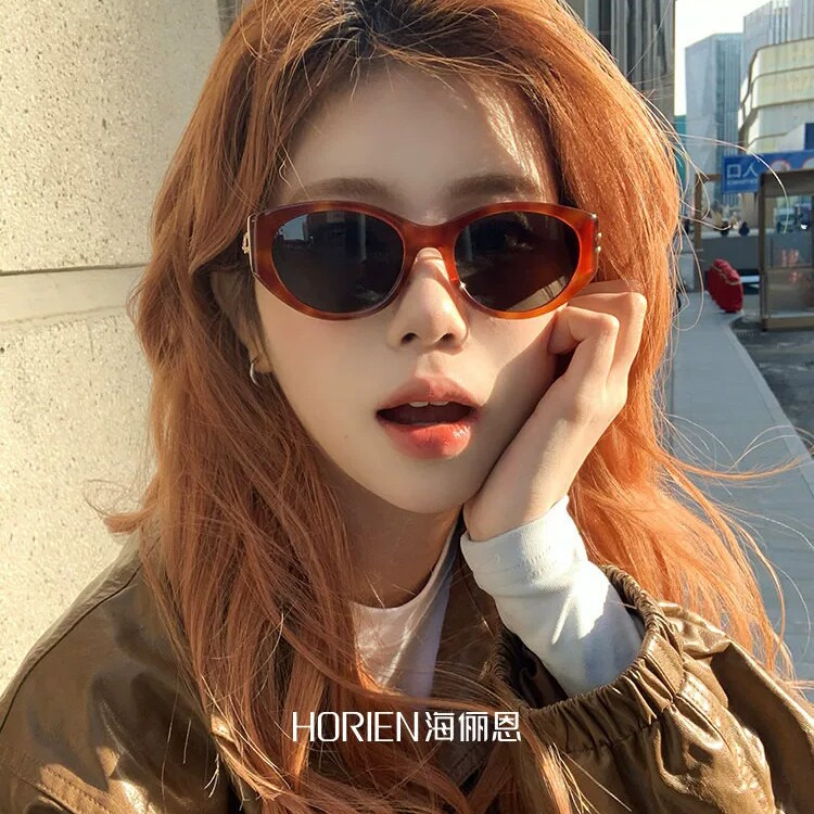 {啵啵镜}海俪恩复古时髦猫眼太阳镜女男显脸小摩登玳瑁墨镜ND028
