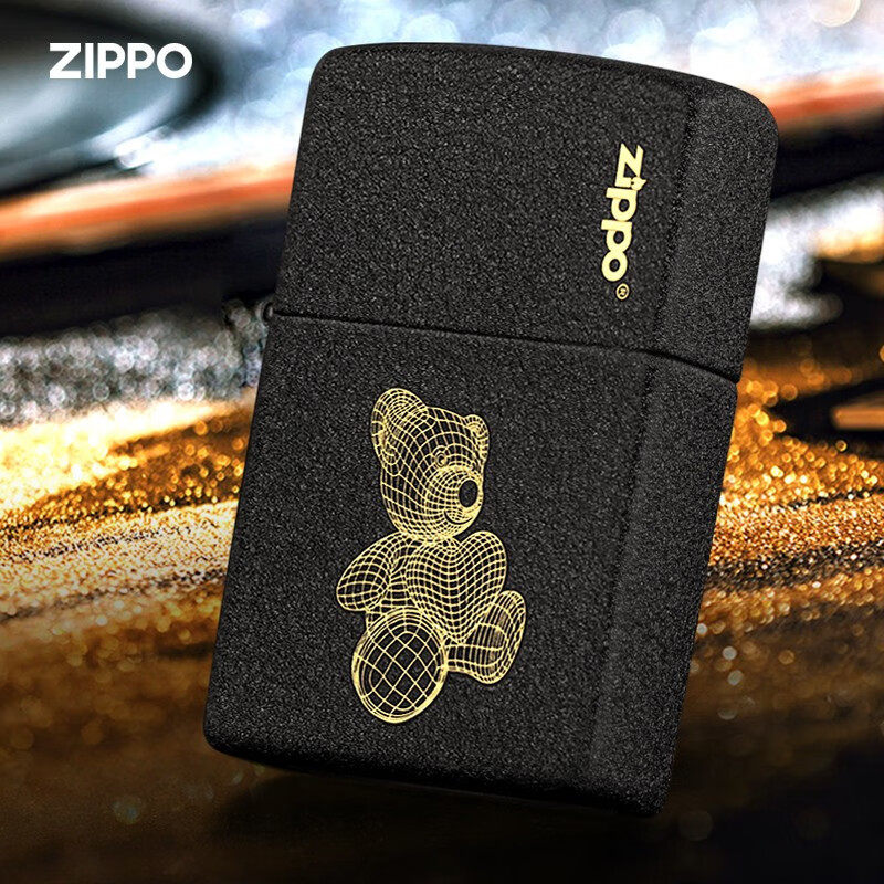 Zippo打火机之宝正品黑裂漆爱心熊个性防风煤油国潮送男朋友礼物