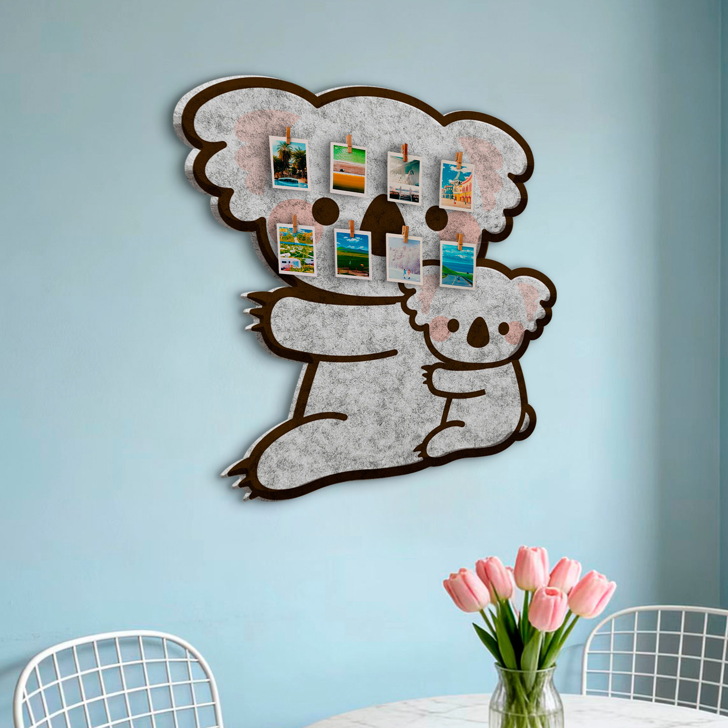 可爱卡通考拉毛毡照片墙免打孔自粘沙发背景墙拍立得相册墙展示板
