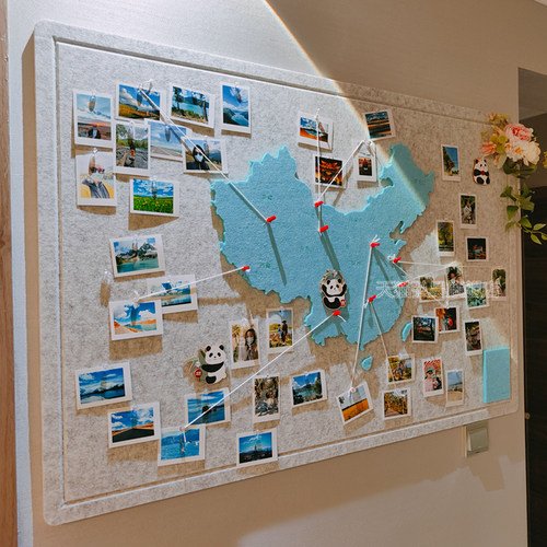 清新配色地图式照片墙墙
