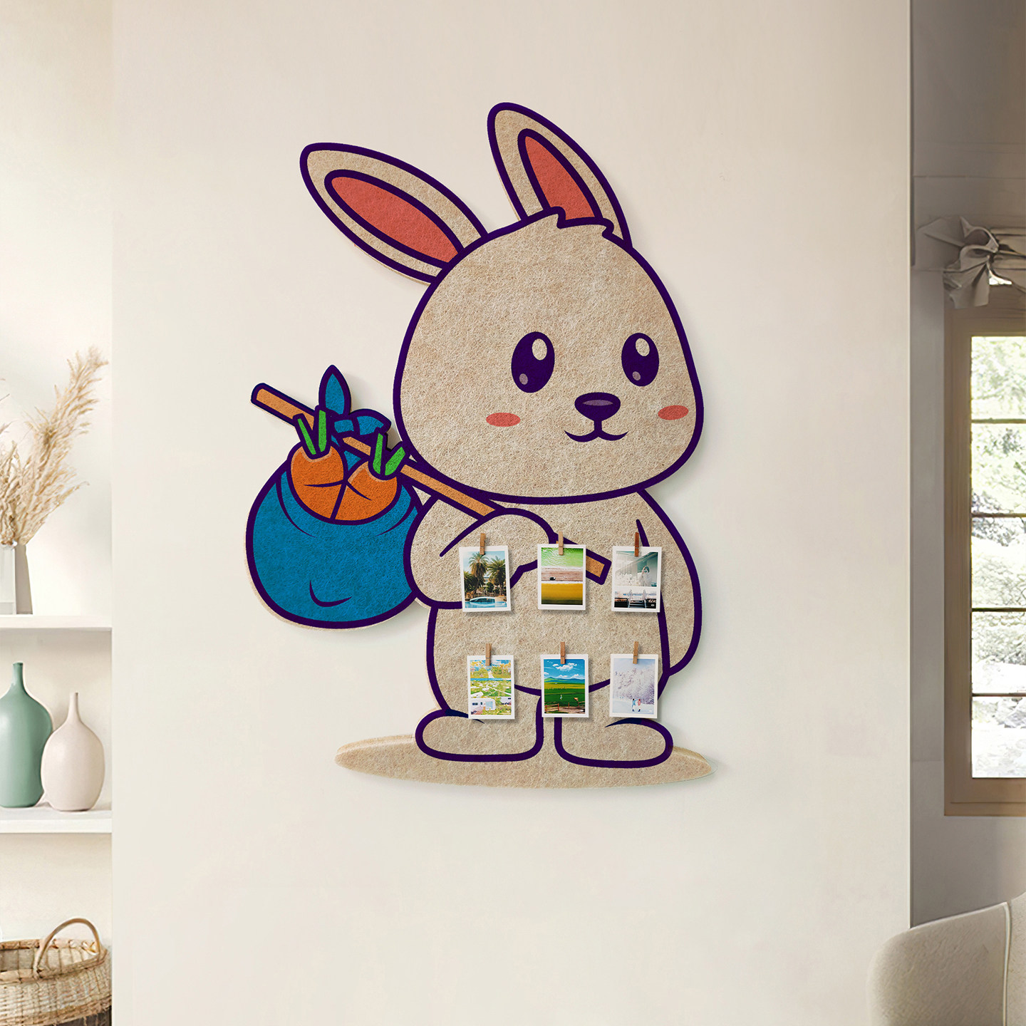 毛毡板儿童房布置自粘墙贴萌系背袋兔子留言板照片墙可定制展示板,家居饰品,软装墙贴,淘宝优惠券,粉丝福利购,淘宝优惠卷