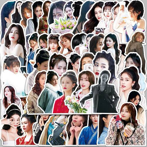 100张女明星白鹿贴纸 手账防水行李箱贴画