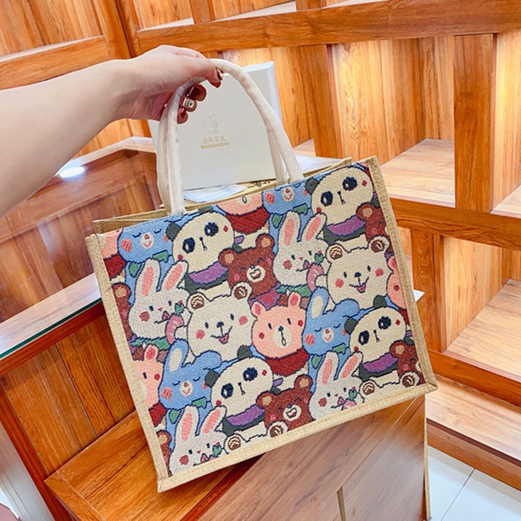 热爱简约女包大容量亚麻手提袋新款时尚上班通勤腋下包单肩手提包