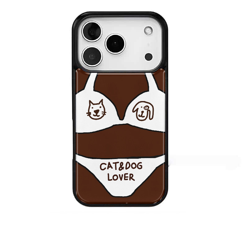 黑皮比基尼搞怪趣味ins适用苹果17promax手机壳iphone16pro新款13创意15pro黑边14pro滴胶12电镀银防摔手机套