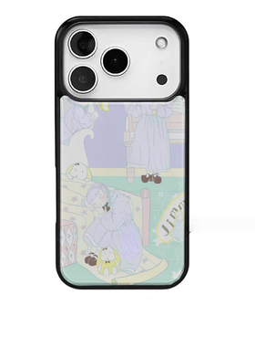 可爱吉米女孩奶油紫色适用苹果17promax手机壳iphone16pro新款13创意15pro黑边14pro滴胶12电镀银防摔手机套