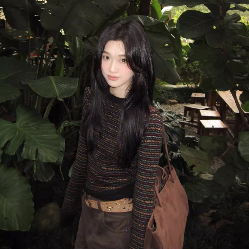 美式复古学院风冰岛提花圆领针织衫女春秋甜辣妹收腰显瘦气质上衣,女装/女士精品,毛针织衫,淘宝优惠券,粉丝福利购,淘宝优惠卷