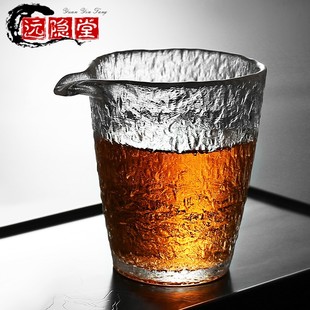 茶海茶漏一体套装 长嘴公道杯玻璃锤纹分茶器高档日式 茶具配件加厚